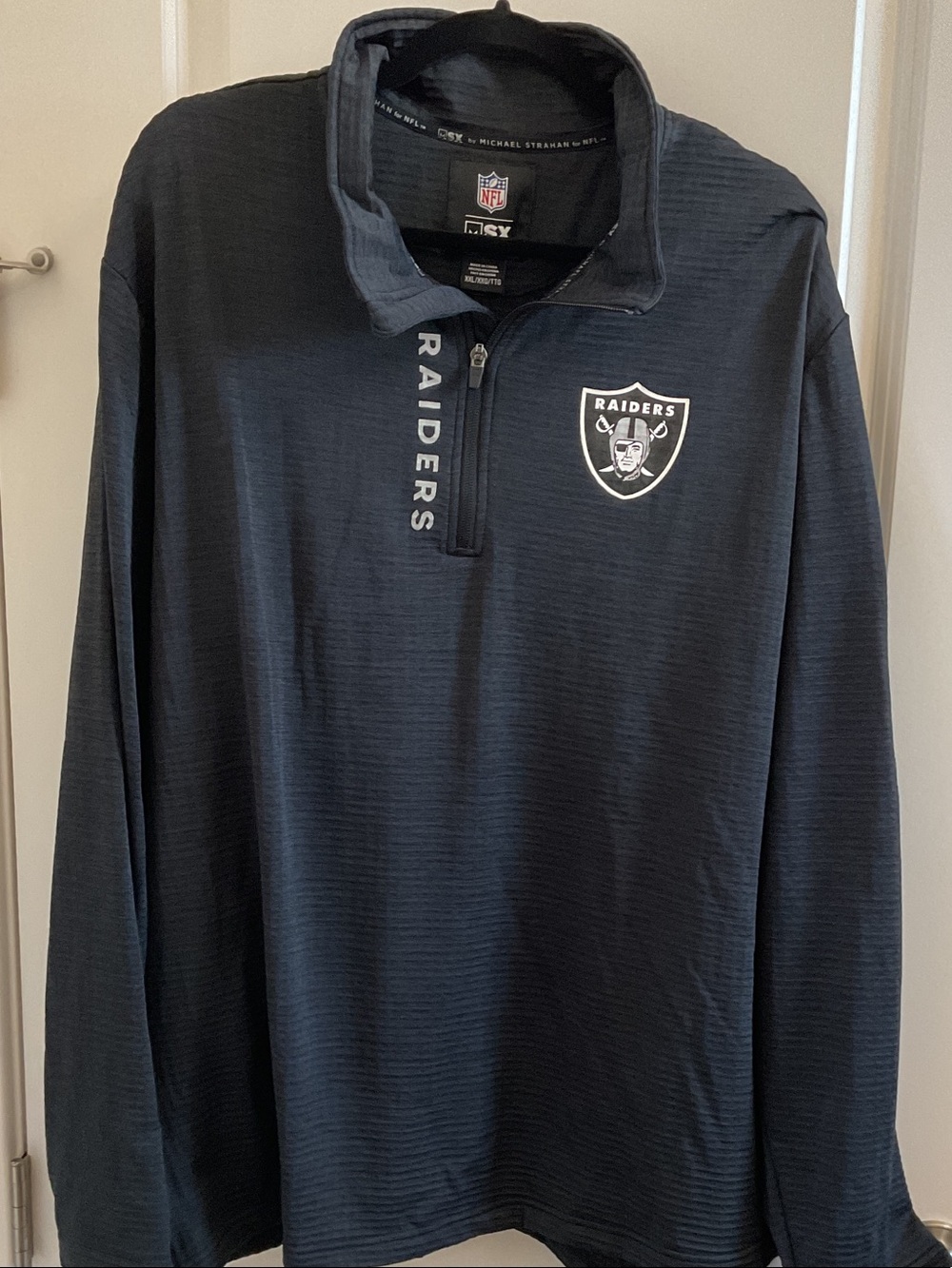 NFL Raiders Black Long-Sleeve Quarter-Zip Pullover with Shield Logo
